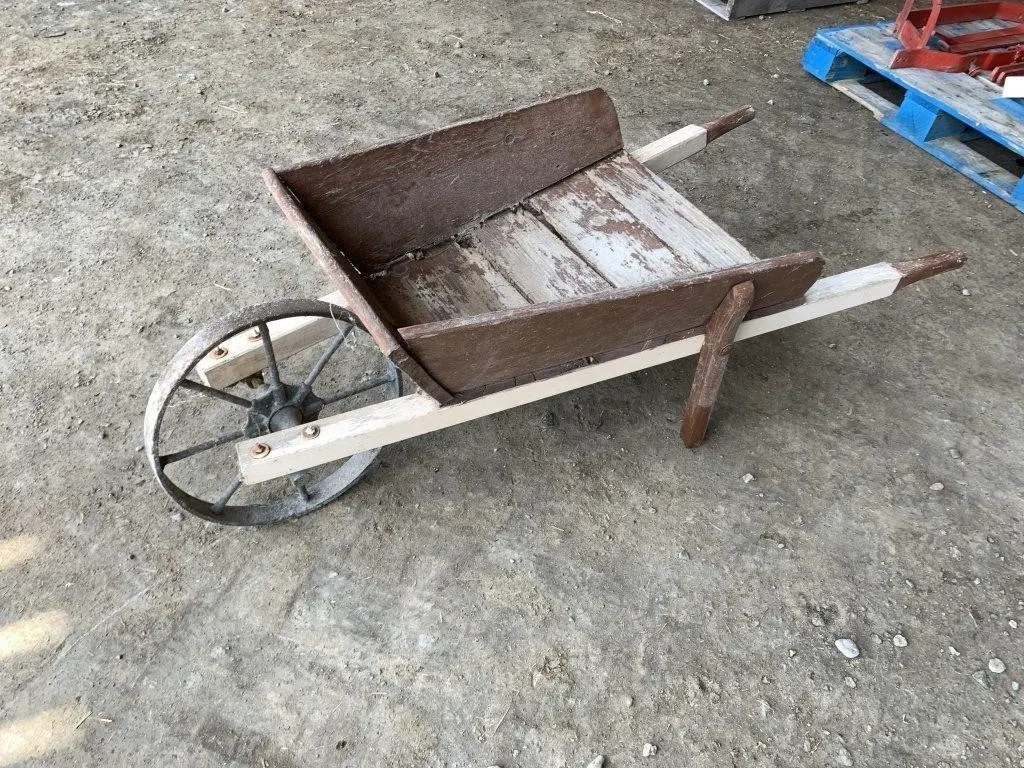 Vintage Wooden Wheelbarrow