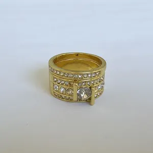 Unused 14K Gold Plated Simulated Diamond Ring Set