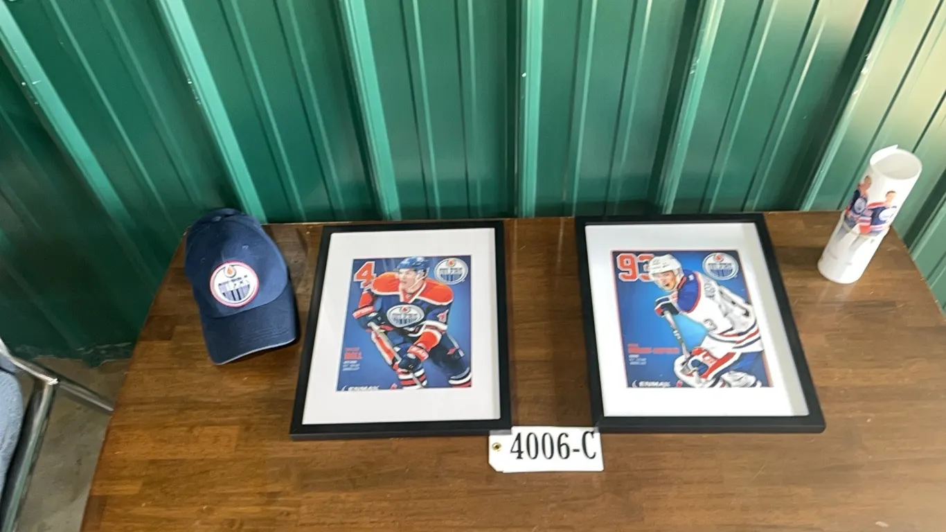 2 - PICTURES OF OILER HOCKEY PLAYERS, OILERS HAT, 2014-2015 OILERS POSTER
