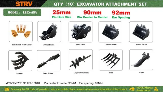 Quantity of (10) 2026 STARVOX 12EX-ASA Mini Excavator Attachments (Unused)