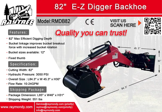 2026 Raytree RMDB82 82 in Skid Steer Stump Grinder (Unused)