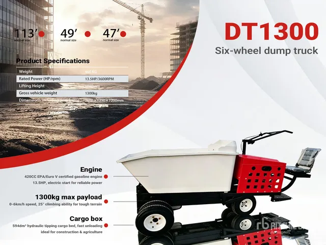 2026 DT1300-RED 6-Wheel Dumper (Unused)