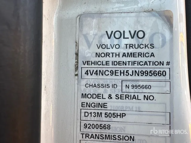 2018 Volvo VNL64T670 6x4 T/A Sleeper Truck Tractor (Inoperable)
