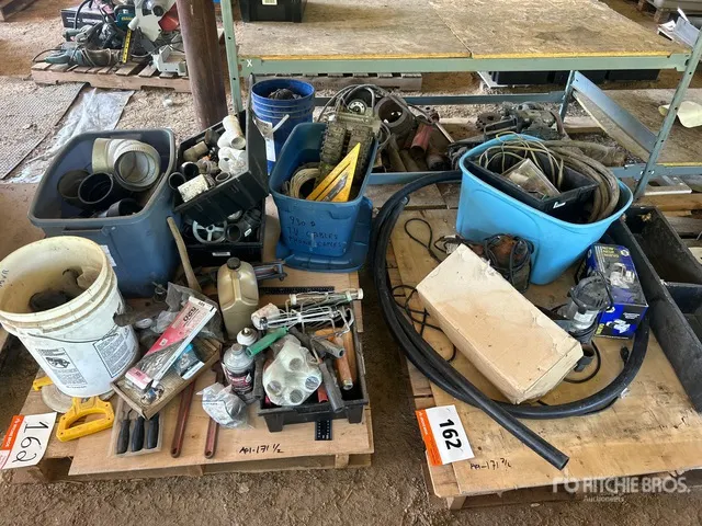Sump Pump, Hose, PVC Elbow, Cable, Pulley, Paint Roller & Pipe Wrench