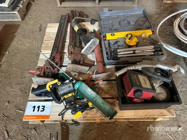 High Lift Jack, Laser Level, Work Light & Gas Pump