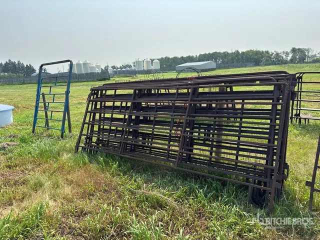 Quantity of (9) 12 ft x 5 ft 6 Bar Livestock Panel