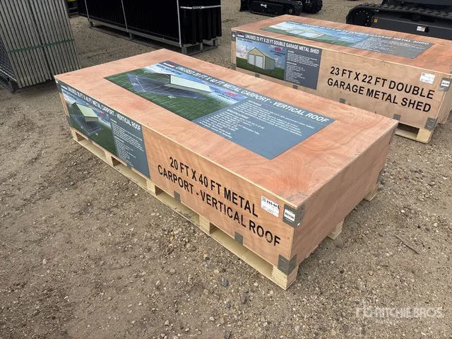 2026 AGR-MC2040 20 Ft x 40 Ft Steel w/ Vertical Roof Panels Carport (Unused)