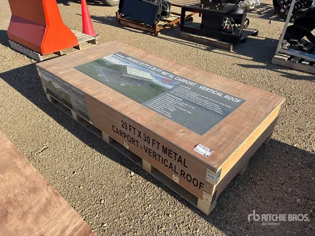 2026 AGR-MC2030 20 Ft x 30 Ft Steel w/ Vertical Roof Panels Carport (Unused)