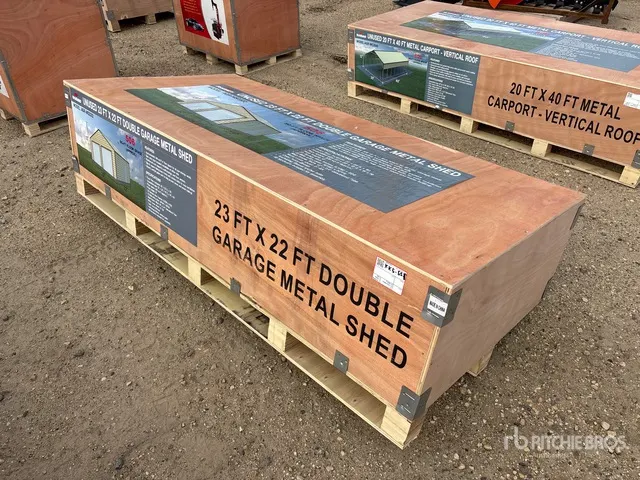 2026 AGR-MS2322 23 Ft x 22 Ft Double Garage Metal Shed w/ Vertical Roof Panels Storage Building (Unused)