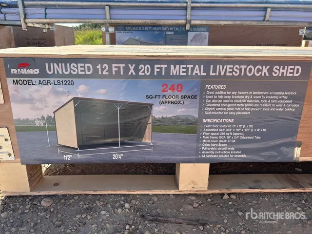 2026 AGR-LS1220 12 Ft x 20 Ft Metal Livestock Shelter (Unused)