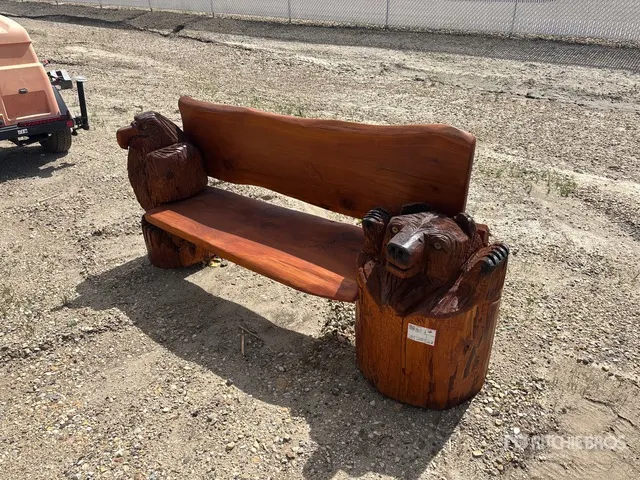 Cedar Chainsaw Carved Eagle/Bear Bench