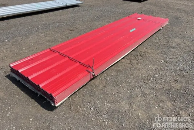 Quantity of (125) Sheets Red Steel Siding Roofing (Unused)