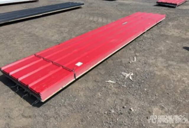 Quantity of (100) Sheets Red Steel Siding Roofing (Unused)