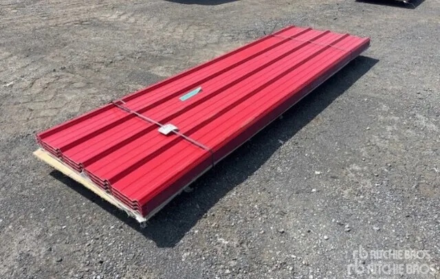 Quantity of (100) Sheets Red Steel Siding Roofing (Unused)