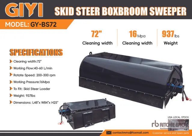 2026 GIYI GY-BS72 72 in Skid Steer Sweeper (Unused)