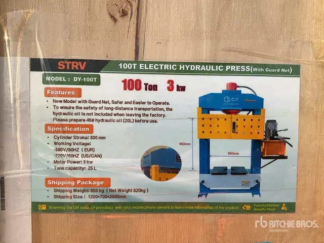 2026 STARVOX DY-100T 100 ton Electric/Hydraulic Shop Press (Unused)