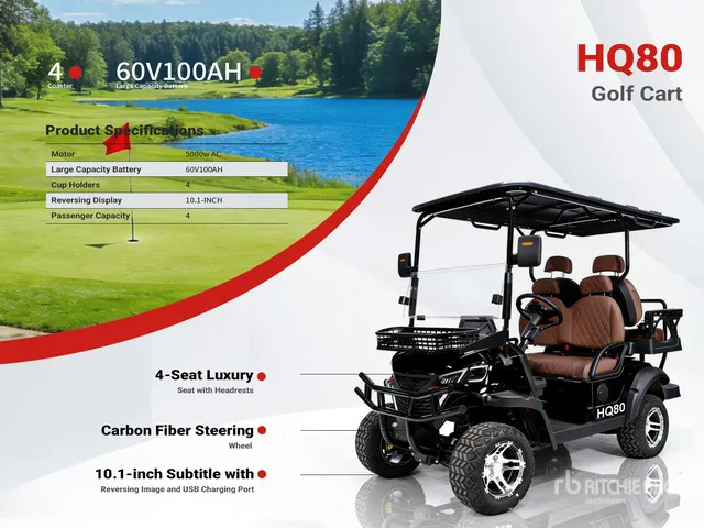 2026 HQ80 Electric Black Four-Seater Golf Cart (Unused)