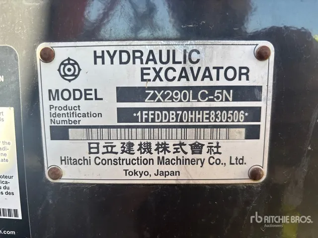 2017 Hitachi ZX290LC-5N Tracked Excavator