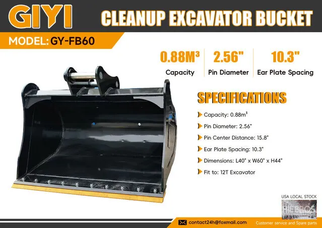 2026 GIYI GY-FB60 60 in Excavator Bucket - Fits 12 ton (Unused)