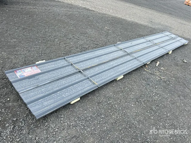 Quantity of (20) 20 Ft x 3 Ft Grey Metal Roof Panels