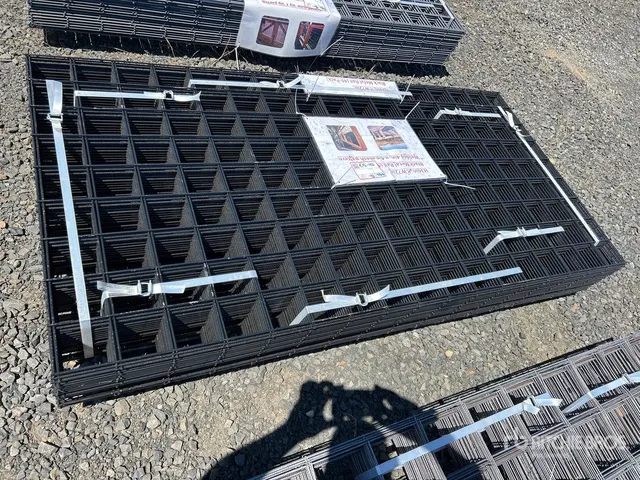 Quantity of (40) 36 in x 72 in Black Metal Rail Panel 6-Gauge Welded 4 in x 4 in Mesh Pattern (Unused)
