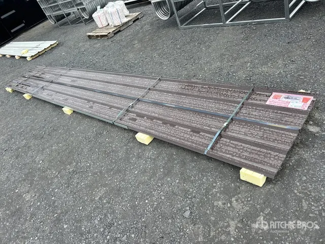 Quantity of (20) 20 Ft x 3 Ft Brown Metal Roof Panels (Unused)