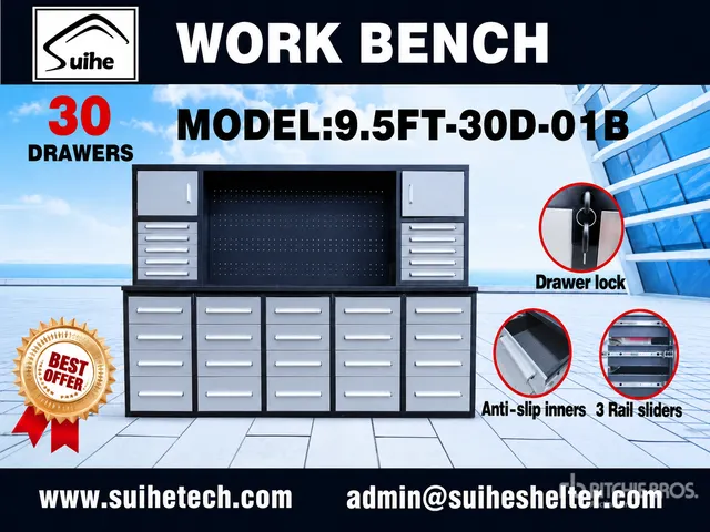 2026 Suihe NWB-H30DS -9.5 9 ft 6 in 30-Drawer Workbench (Unused)