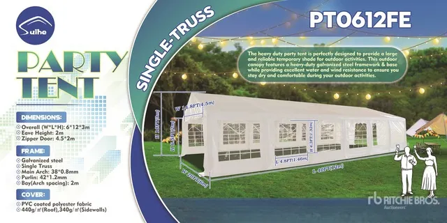 2026 Suihe PT0612FE 40 ft x 20 ft Commercial Party Tent (Unused)