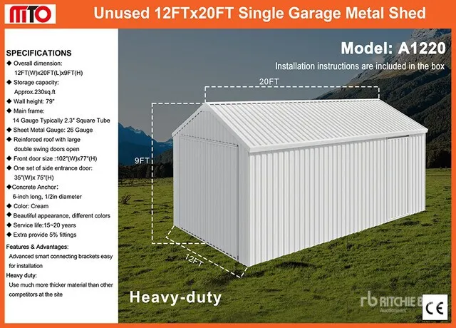 2026 MTO A1220 Single Garage Metal (Unused)