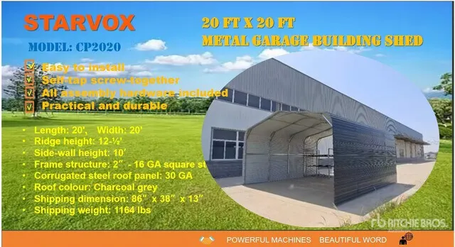 2026 STARVOX CP2020 20 ft x 20 ft Carport (Unused)