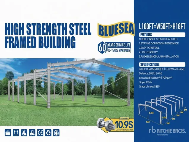 BLUESEA L100 ft x W50 ft x H18 ft Structural Steel (Unused)