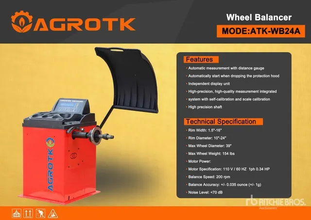 2026 AGT ATK-WB24A Wheel Balancer (Unused)