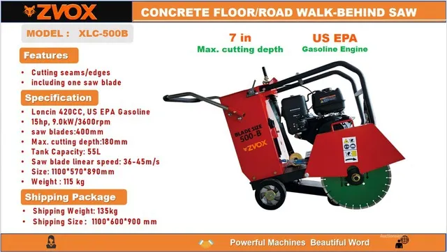 2026 ZVOX XLC-500B Walk-Behind Saw (Unused)