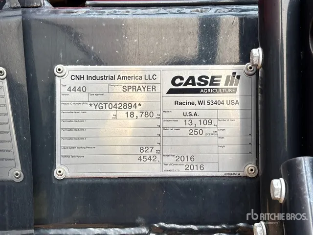 2016 Case IH Patriot 4440 Self-Propelled Sprayer
