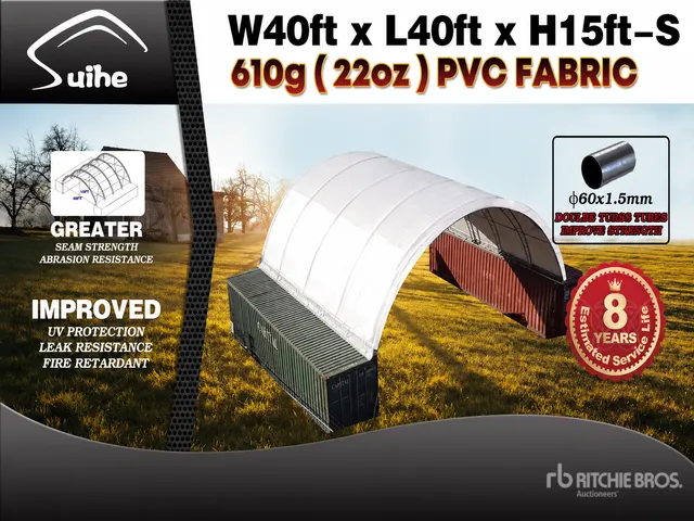 2026 Suihe C404015S-610gPVC 40 ft x 40 ft x 15 ft Storage Canopy (Unused)