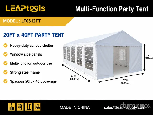 Quantity of (2) 2026 LEAPtools LT0612PT 40 ft x 20 ft x 10 ft Multi-Function Party Tent Recreation Unit (Unused)