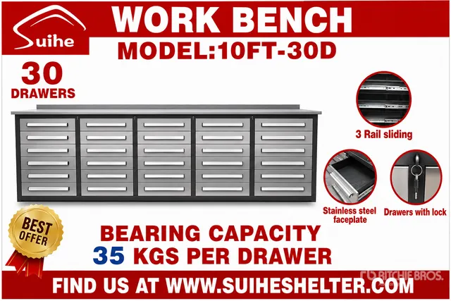 2026 Suihe NWB-30DS -10 10 ft 30-Drawer Workbench (Unused)