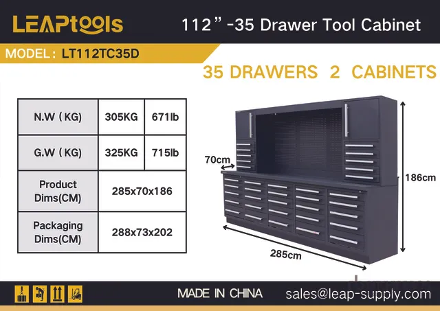 2026 LEAPtools LT112TC35D 2850 mm 35-Drawer Workbench (Unused)