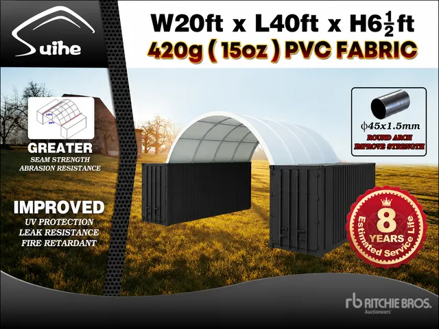 2026 Suihe C2040-420gPVC 20 ft x 40 ft Storage Canopy (Unused)