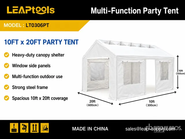 Quantity of (2) 2026 LEAPtools LT0306PT 20 ft x 10 ft x 10 ft Multi-Function Party Tent Recreation Unit (Unused)