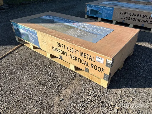 2026 AGR-MC2030 20 ft x 30 ft Steel Carport w/ Vertical Roof Panels Shed (Unused)