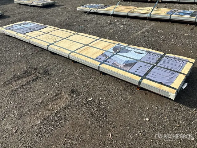 Quantity of (100) 3 ft x 16 ft Grey Steel Siding Roofing Sheets (Unused)