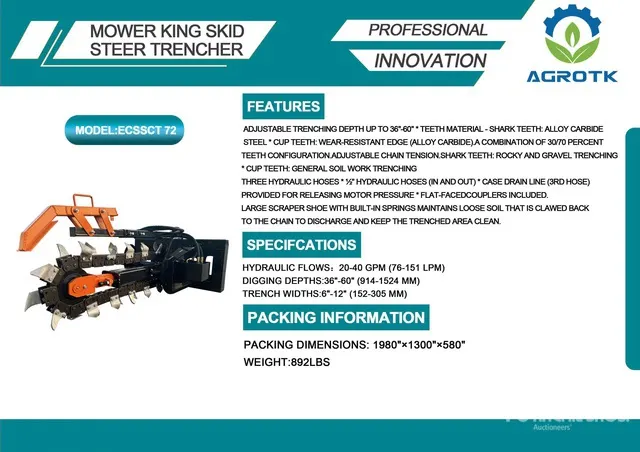 2026 Mower King ECSSCT72 60 in Skid Steer Trencher (Unused)