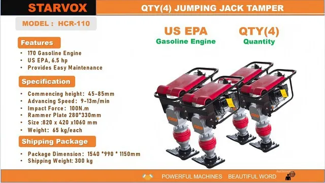 Quantity of (4) 2026 STARVOX HCR-110 Jumping Jack Tamper (Unused)
