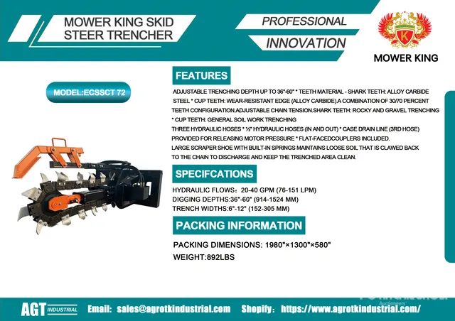 2026 Mower King ECSSCT72 60 in Skid Steer Trencher (Unused)