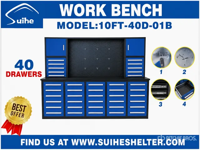 2026 Suihe NWB-H40DB-10 10 ft 40-Drawer Workbench (Unused)