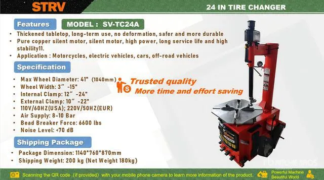 2026 STARVOX SV-TC24A 24 In Tire Changer (Unused)