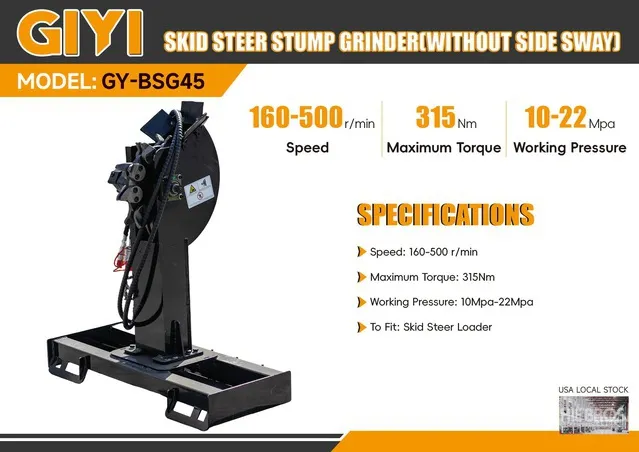 2026 GIYI GY-BSG45 Skid Steer Stump Grinder (Unused)