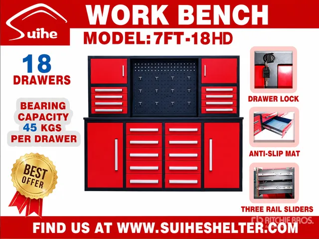 2026 Suihe NWB-H18DR-7 7 ft 18-Drawer Workbench (Unused)
