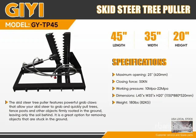 2026 GIYI GY-TP25 25 in Skid Steer Post Puller (Unused)